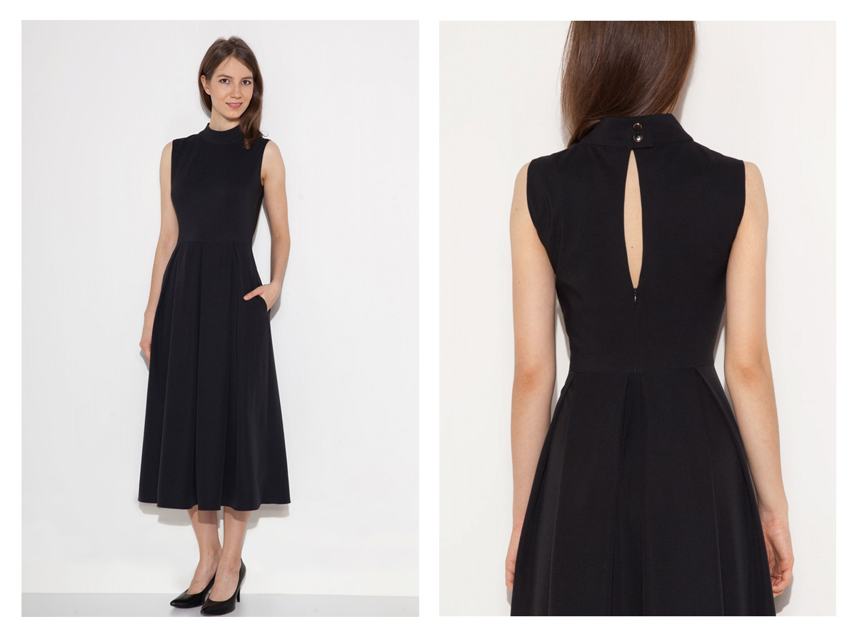 Czarna elegancka sukienka midi